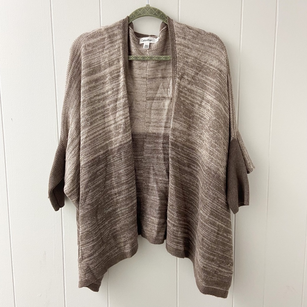 Calvin Klein sweater, Calvin Klein cardigan, 3/4 sleeved cardigan, beige sweater